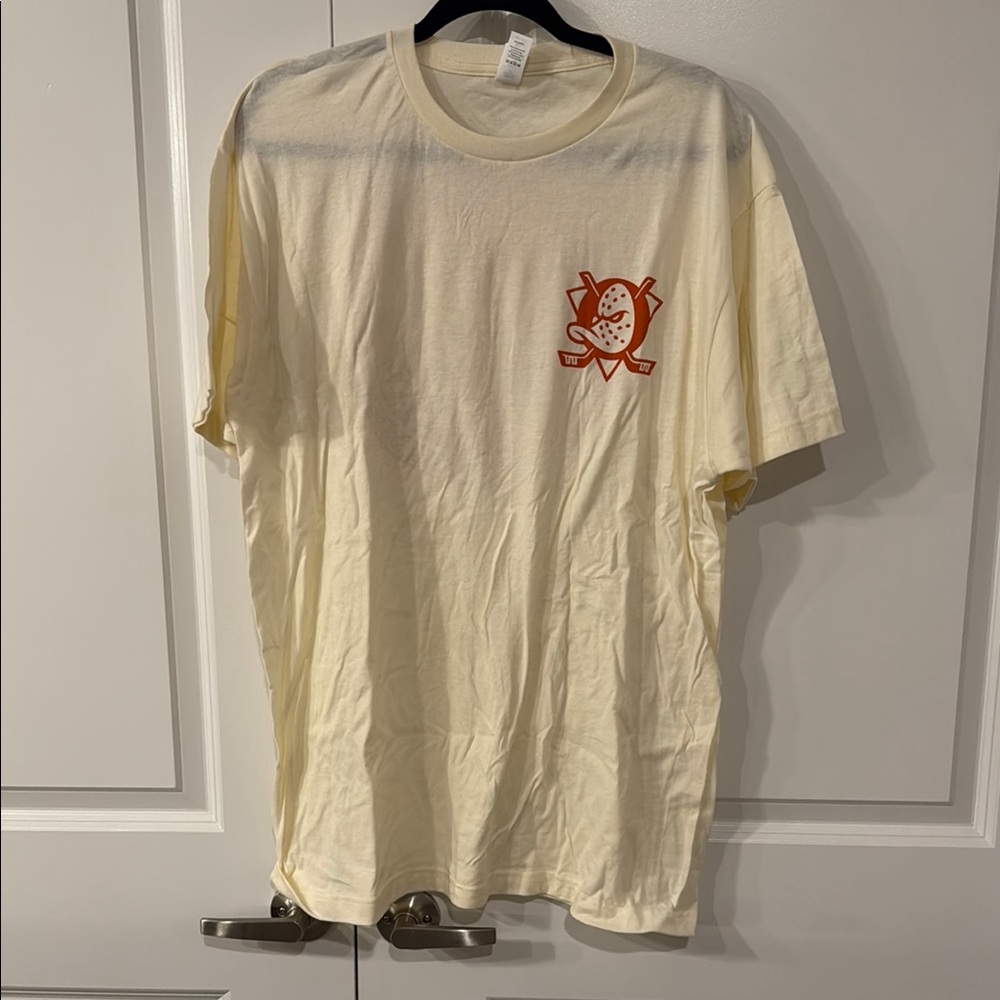 Tultex Cream Short Sleeve Tee Anaheim Ducks design on front snake on back XL